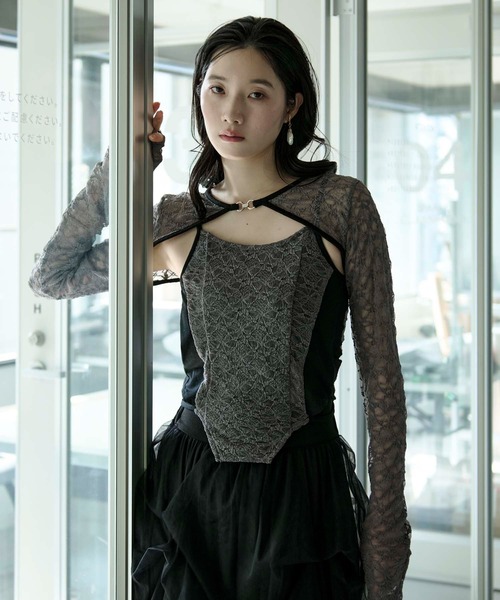 Ezick アンサンブル 2p lace bolero レースボレロキャミソール