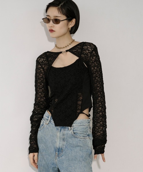meari♡ 　ELLE 格子ボレロ　アンサンブル　165 サイズ IBT383S｜アンテシュクレ intesucre 毎日フィットブラ すっきり