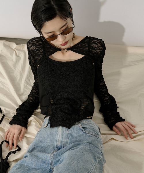 Ezick 2ピースレースボレロキャミソール 2p lace bolero レースボレロキャミソール（アンサンブル