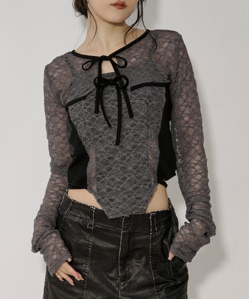 Ezick アンサンブル 2p lace bolero レースボレロキャミソール