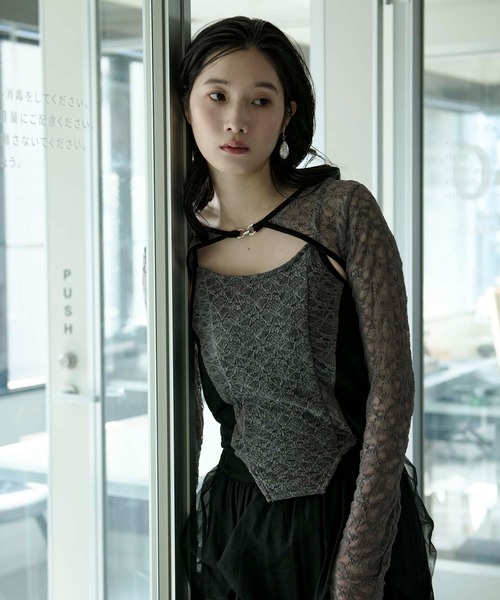 Ezick アンサンブル 2p lace bolero レースボレロキャミソール