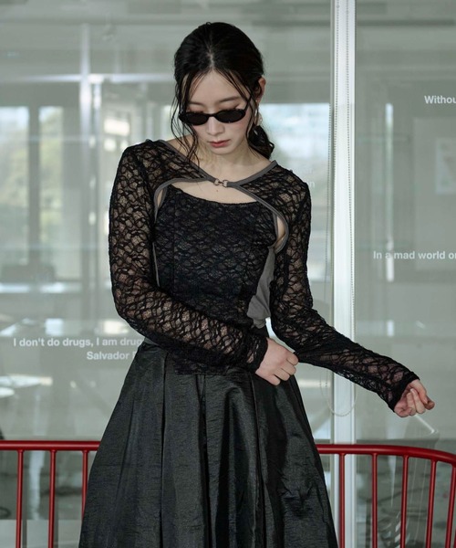 Ezick アンサンブル 2p lace bolero レースボレロキャミソール
