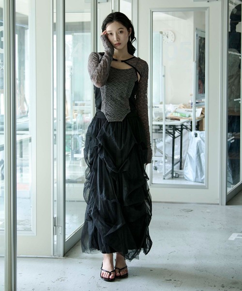 Ezick 2way ボレロブラウス レース シアー ワンピース Ezick ブラウス シャツ Dress up 2way ボレロブラウス レディース