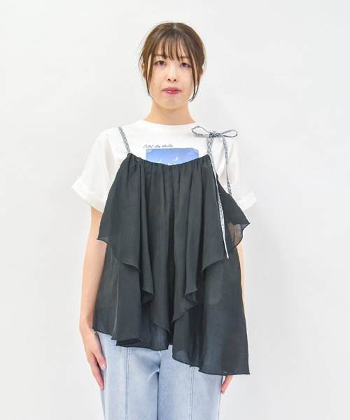 axes femme（アクシーズ ファム） tシャツ ドレープフリルキャミ