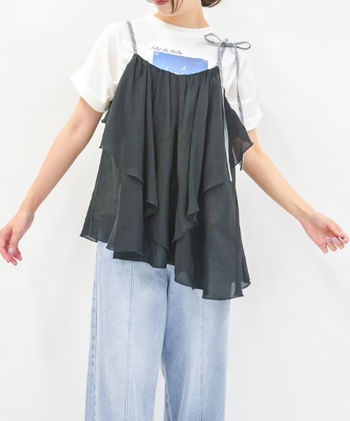 axes femme（アクシーズ ファム） tシャツ ドレープフリルキャミ