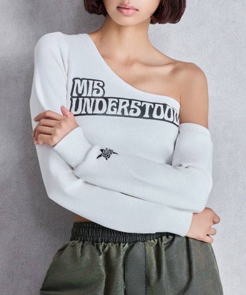 tシャツ MIS UNDERSTOODワンショルショートトップス レディース