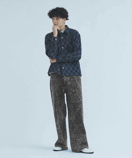 「417 EDIFICE」 加工デニムパンツ MEDIUM ブラック メンズ