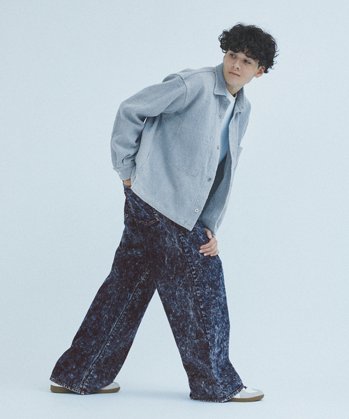 「417 EDIFICE」 加工デニムパンツ MEDIUM ブラック メンズ