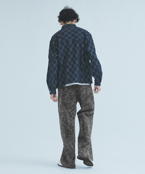 「417 EDIFICE」 加工デニムパンツ MEDIUM ブラック メンズ