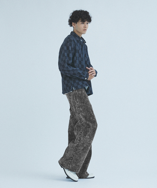 「417 EDIFICE」 加工デニムパンツ MEDIUM ブラック メンズ