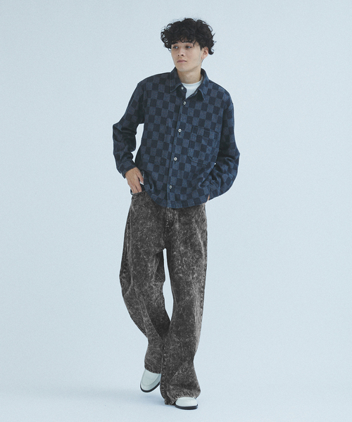 「417 EDIFICE」 加工デニムパンツ MEDIUM ブラック メンズ