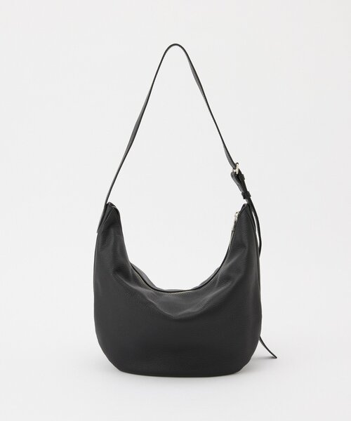 russet ブラック レザー ショルダーバッグ ハンドル付き レザースクエアショルダーバッグ | russet(ラシット)レディース