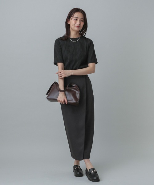 「GLOBAL WORK」 7分袖カットソー MEDIUM ブラック レディース