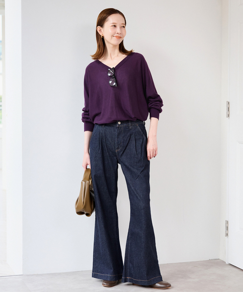 SLOBE IENA ニット セーター ウォッシャブルドルマンVネックプル