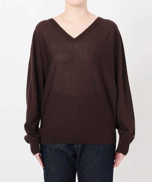 ウォッシャブルプレーンニット ウォッシャブルドルマンVネックPO ブラウンセット SLOBE IENA（スローブイエナ） ニット セーター ウォッシャブル
