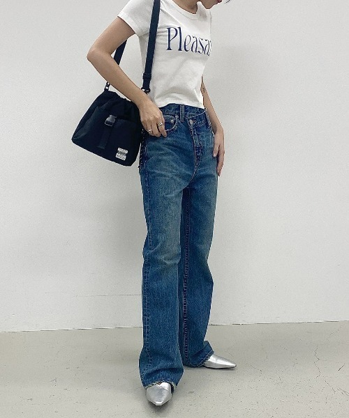 「RODEO CROWNS WIDE BOWL」 ダメージ加工デニムパンツ SMALL ブルー レディース