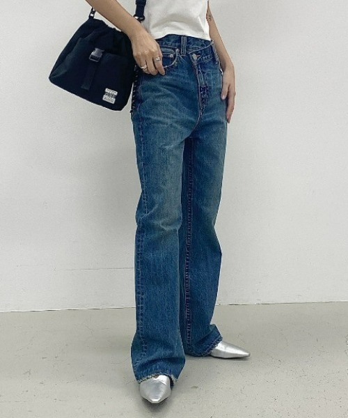 「RODEO CROWNS WIDE BOWL」 ダメージ加工デニムパンツ SMALL ブルー レディース