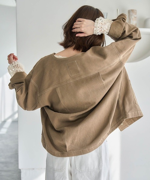 断捨離sale❣️BEIGE. カーキ ノーカラージャケット　2サイズ 断捨離sale❣️BEIGE. カーキ ノーカラージャケット 2サイズ