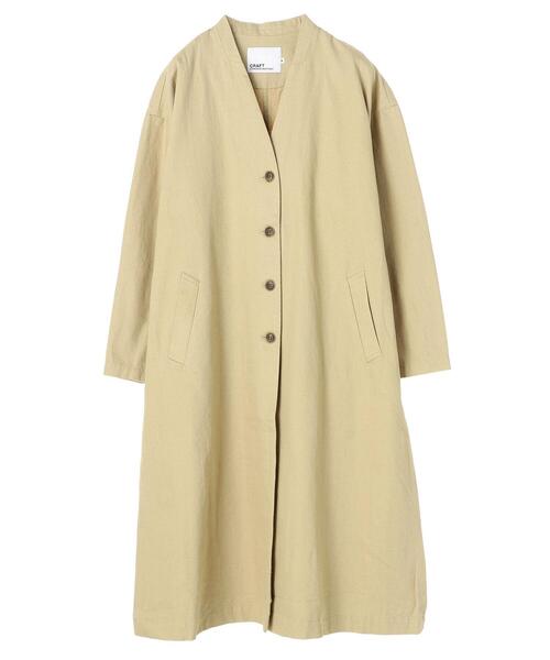 「CRAFT STANDARD BOUTIQUE」 ノーカラーコート MEDIUM アイボリー レディース_画像4