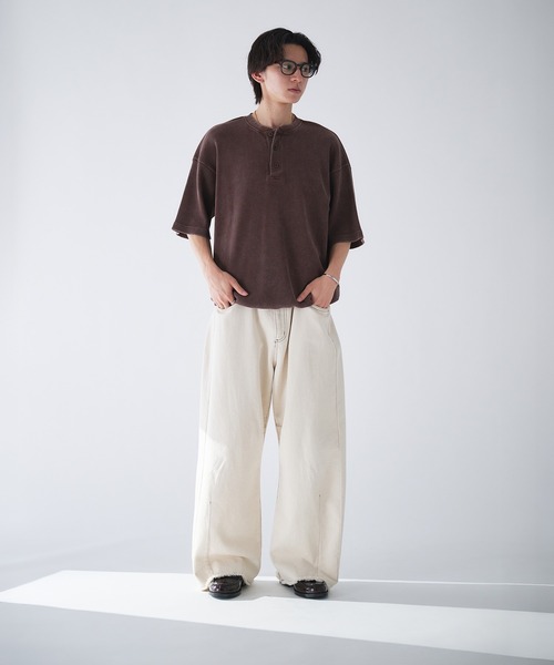 「Adoon plain」 半袖Tシャツ LARGE ネイビー メンズ_画像4