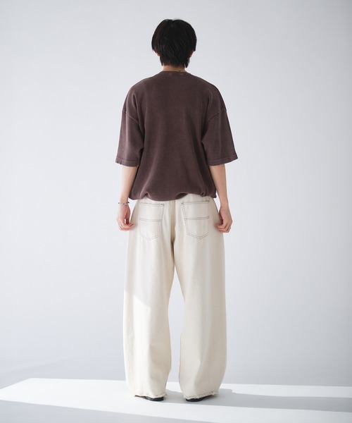 「Adoon plain」 半袖Tシャツ LARGE ネイビー メンズ_画像7