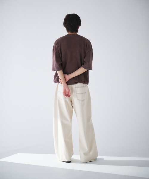 「Adoon plain」 半袖Tシャツ LARGE ネイビー メンズ_画像8