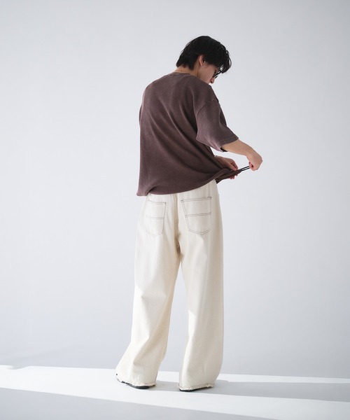 「Adoon plain」 半袖Tシャツ LARGE ネイビー メンズ_画像9