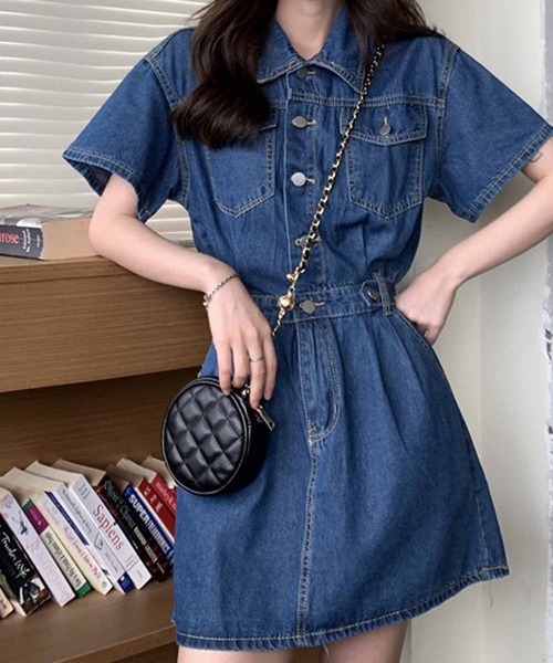 「NANEA」 半袖ワンピース LARGE ブルー レディース_画像4