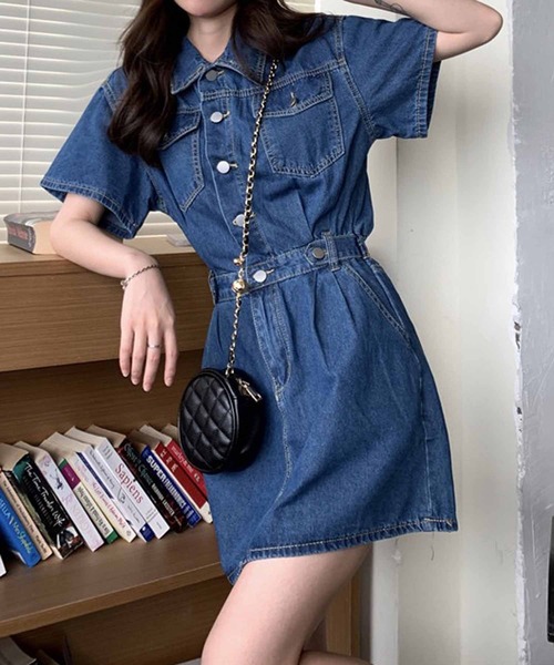 「NANEA」 半袖ワンピース LARGE ブルー レディース_画像6