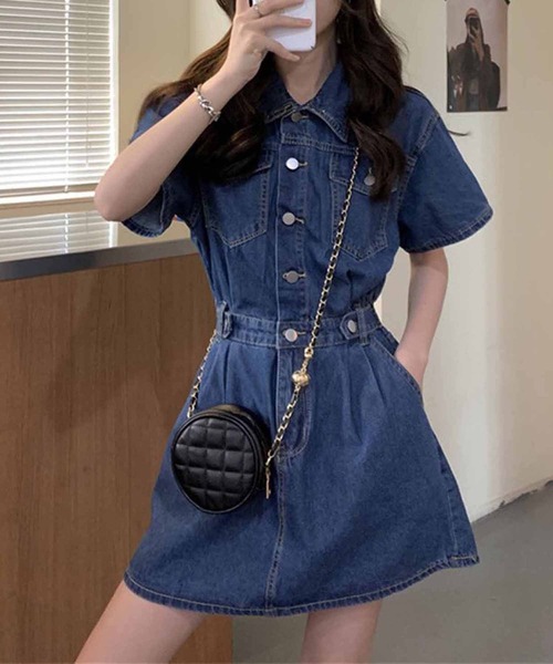 「NANEA」 半袖ワンピース LARGE ブルー レディース_画像7