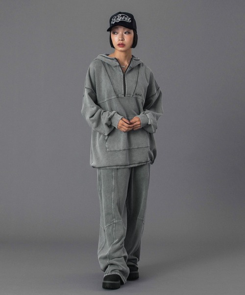 X-girl（エックスガール） パーカー BLEACHED ANORAK SWEAT TOP