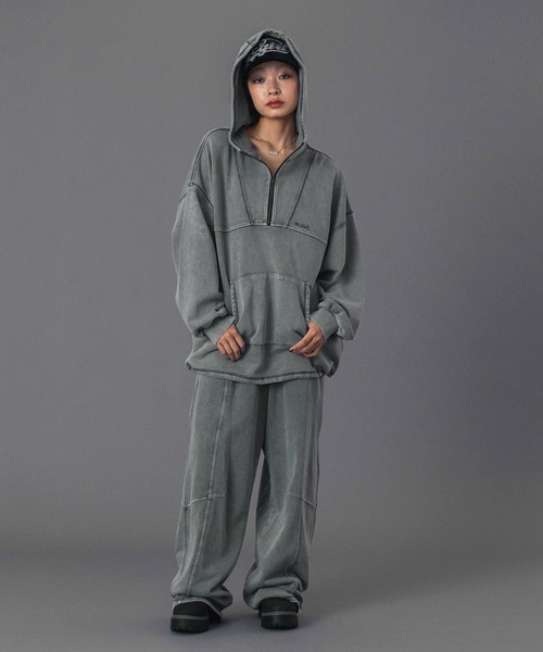 X-girl（エックスガール） パーカー BLEACHED ANORAK SWEAT TOP