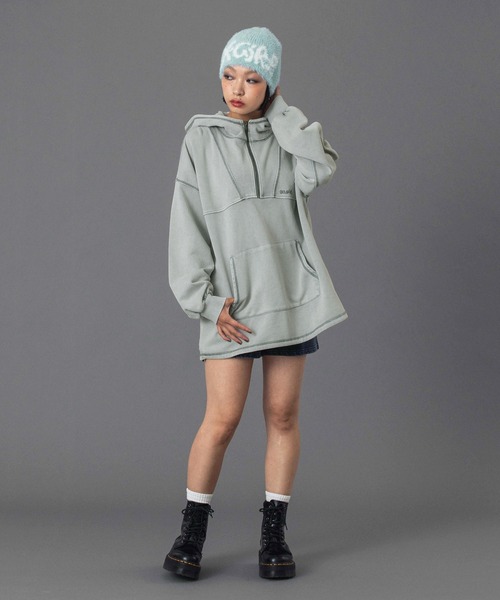 X-girl（エックスガール） パーカー BLEACHED ANORAK SWEAT TOP