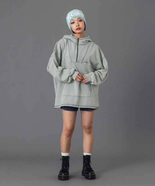 X-girl（エックスガール） パーカー BLEACHED ANORAK SWEAT TOP