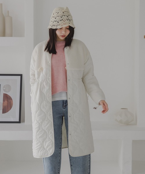 Petitjo（プッチージョ） ノーカラーコート コート 小さいサイズ ボア