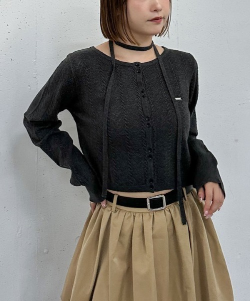 archives（アルシーヴ） カーディガン チョーカー付ハリヌキニット