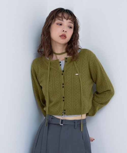 archives（アルシーヴ） カーディガン チョーカー付ハリヌキニット