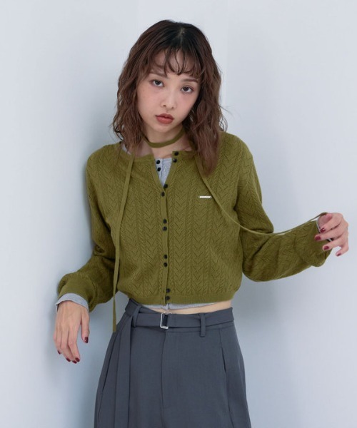 archives（アルシーヴ） カーディガン チョーカー付ハリヌキニット