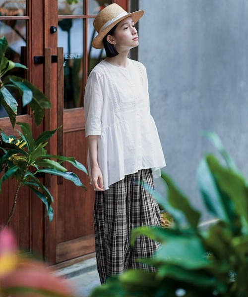 「Sunny clouds」 半袖ブラウス LARGE ホワイト レディース_画像4