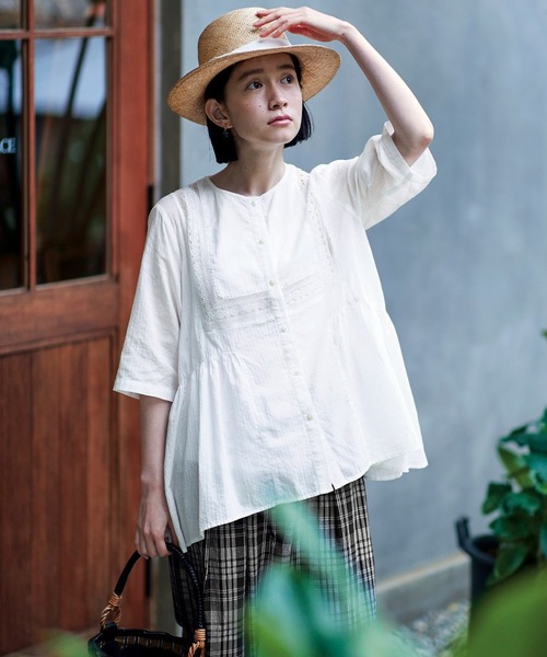 「Sunny clouds」 半袖ブラウス LARGE ホワイト レディース_画像5