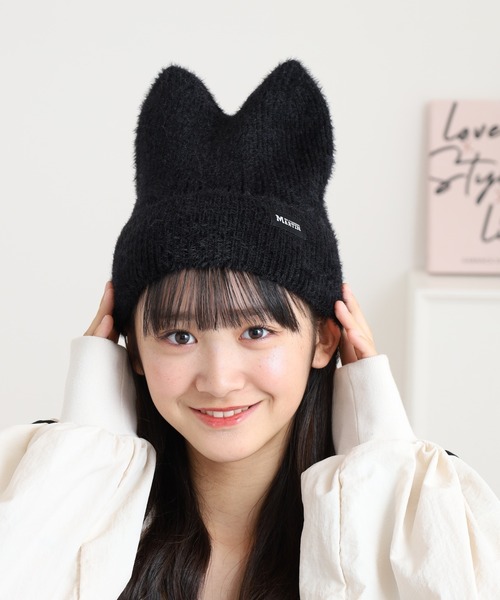 猫耳ニットキャップ ヴィヴィアン 黒 Vivienne Westwood - 新品レアVivienneWestwood オーブ黒猫耳ニット