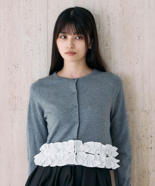 &. NOSTALGIA（ノスタルジア） カーディガン 裾フリルカーディガン