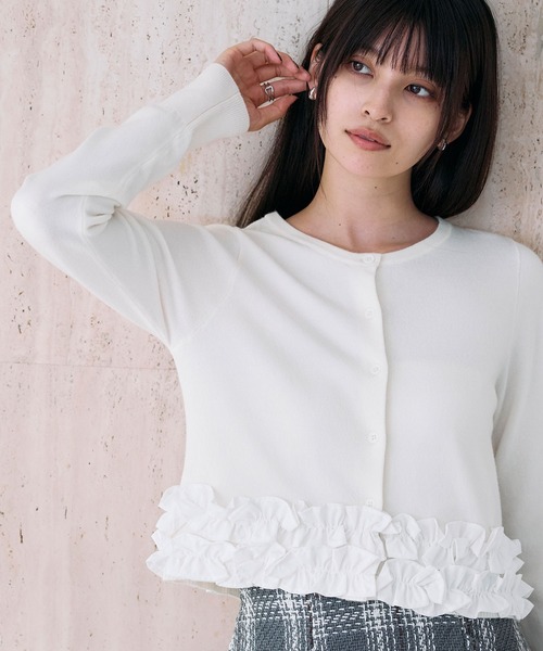 &. NOSTALGIA（ノスタルジア） カーディガン 裾フリルカーディガン