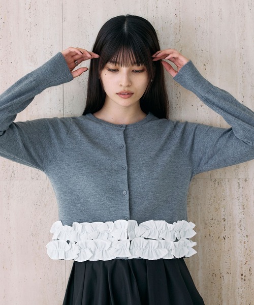 &. NOSTALGIA カーディガン 裾フリルカーディガン レディース