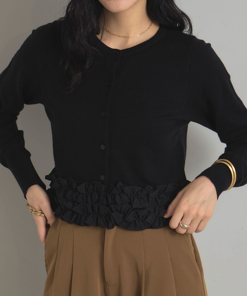 &. NOSTALGIA（ノスタルジア） カーディガン 裾フリルカーディガン