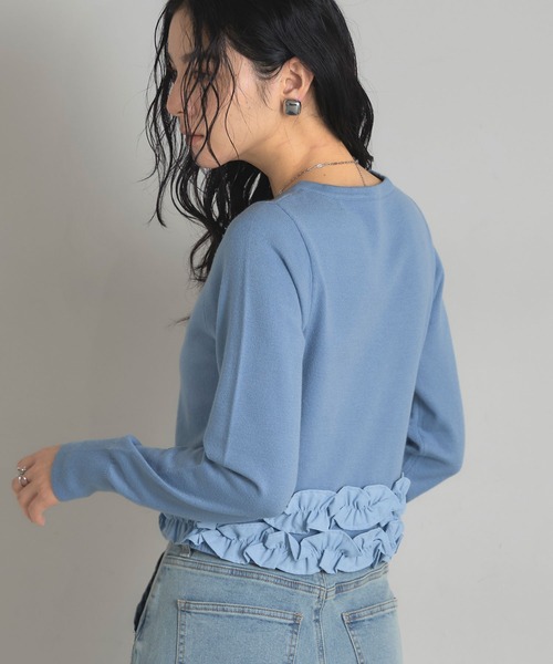 &. NOSTALGIA（ノスタルジア） カーディガン 裾フリルカーディガン