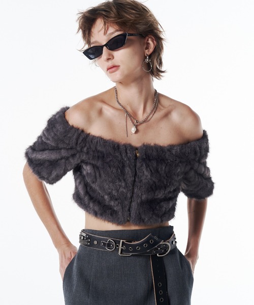 トップス josemoon FUR OFFSHOULDER TOPS JOSE MOON（ジョゼムーン） FUR OFFSHOULDER TOPS/ファーオフ