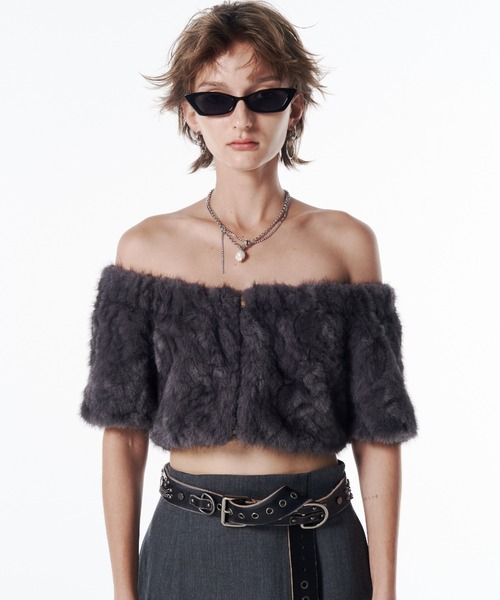 トップス josemoon FUR OFFSHOULDER TOPS JOSE MOON（ジョゼムーン） FUR OFFSHOULDER TOPS/ファーオフ
