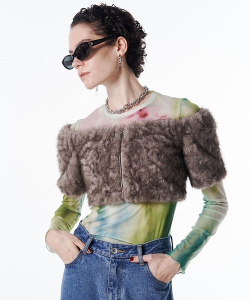 トップス josemoon FUR OFFSHOULDER TOPS JOSE MOON（ジョゼムーン） FUR OFFSHOULDER TOPS/ファーオフ