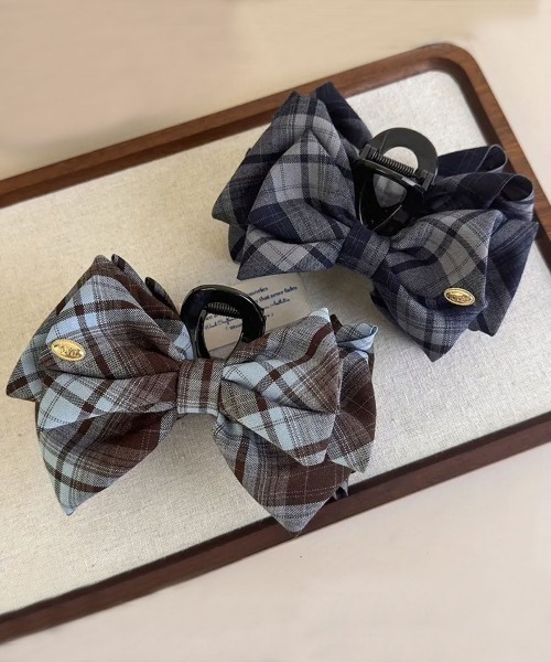 ヘアクリップ 「 ammy. / エイミードット 」 チェック リボン バンス